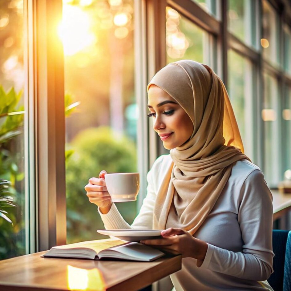 Customer enjoying coffee at OJS Cafe Kuwait